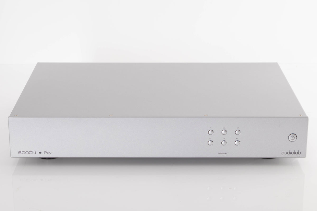 Front view of a used Audiolab 6000N Play Network Streamer in a Silver finish