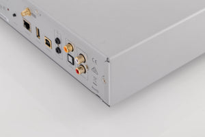 Rear left corner of a used Audiolab 6000N Play Network Streamer in a Silver finish