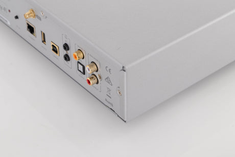 Rear left corner of a used Audiolab 6000N Play Network Streamer in a Silver finish