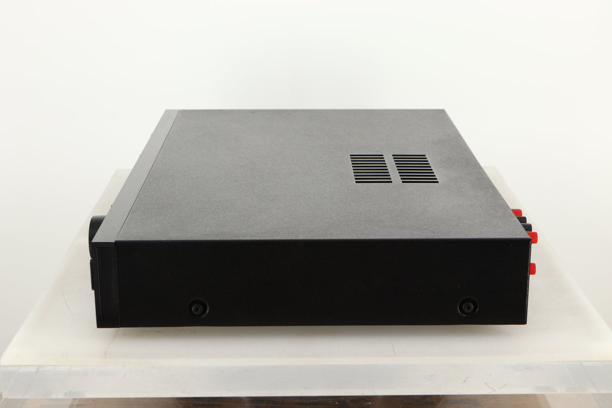 Side view of a used Audiolab 8000A Integrated Amplifier in Black finish