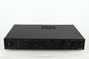 Front view of a used Audiolab 8000A Integrated Amplifier in a black finish