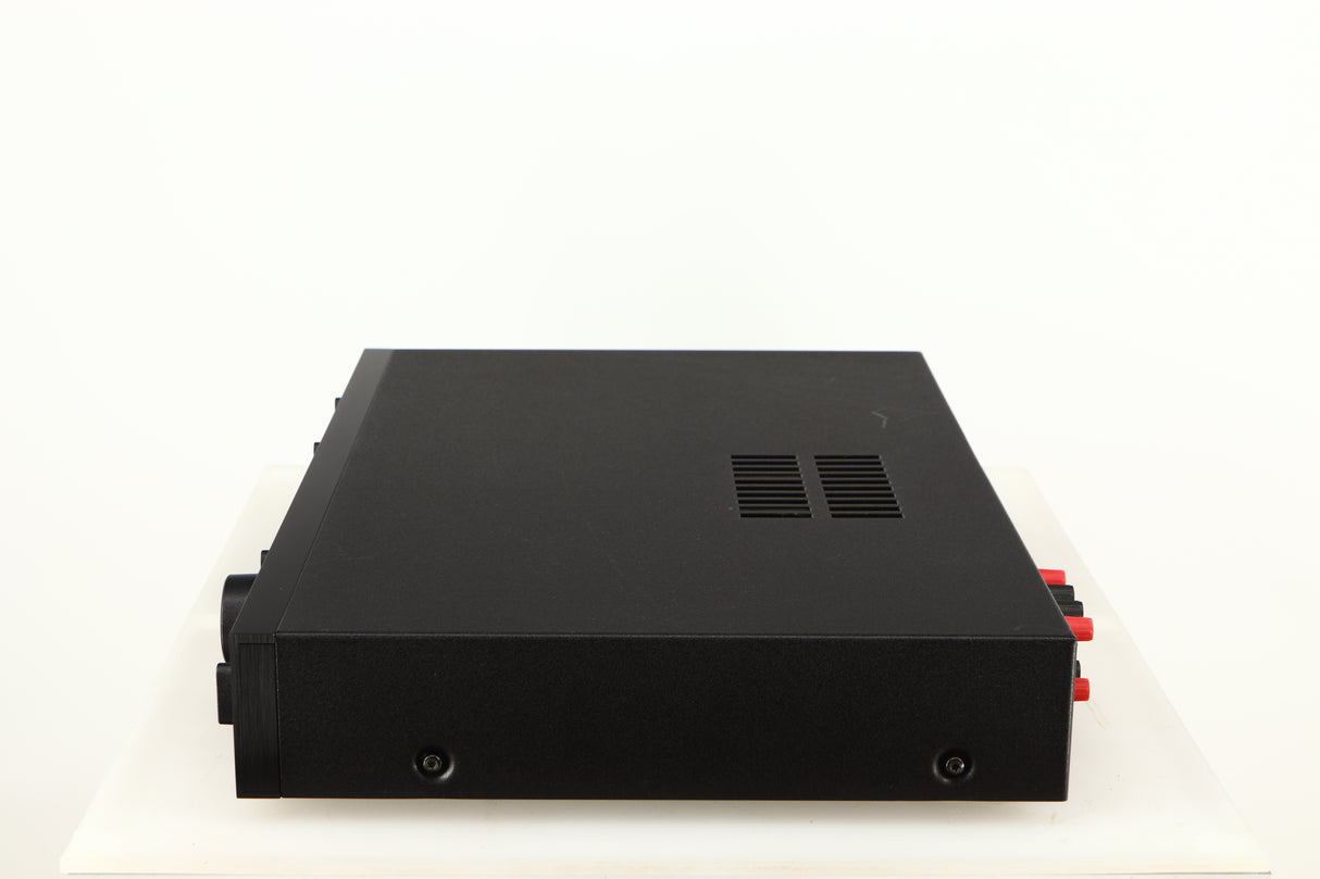 Right side view of a used Audiolab 8000A Integrated Amplifier in a black finish