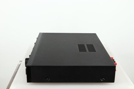 Right side view of a used Audiolab 8000A Integrated Amplifier in a black finish