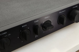 Close up view of a used Audiolab 8000A Integrated Amplifier