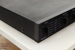 Front left corner view of a used Audiolab 8000A Integrated Amplifier