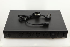 A used Audiolab 8000C Pre Amplifier in Black finish showing mains cable
