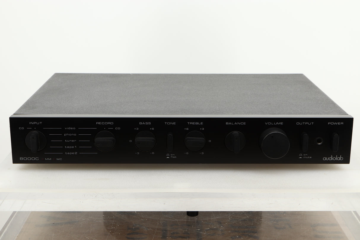 Front view of a used Audiolab 8000C Pre Amplifier in Black finish