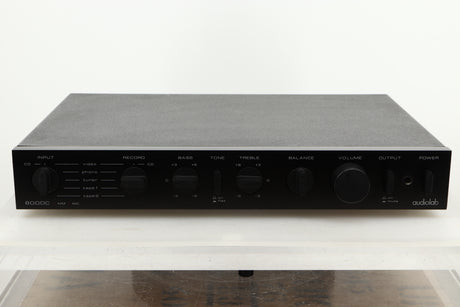 Front view of a used Audiolab 8000C Pre Amplifier in Black finish