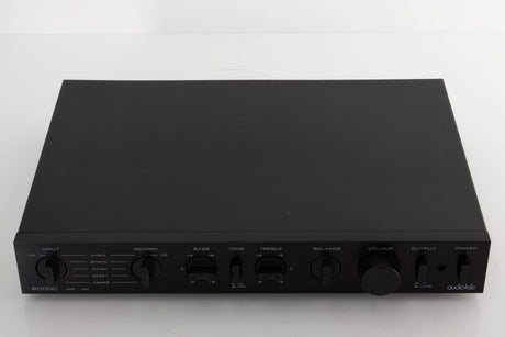 Top of a used Audiolab 8000C Pre Amplifier in a Black finish