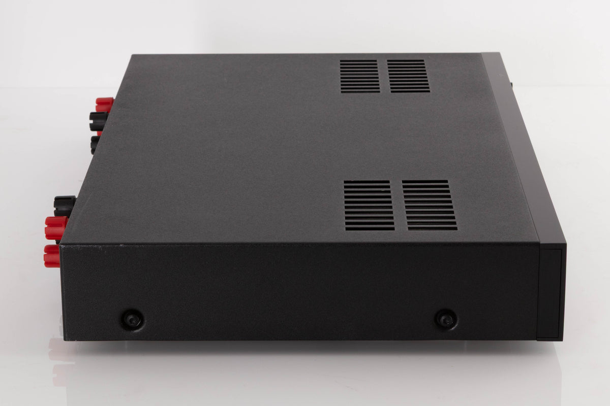 Left side view of a used Audiolab 8000P Power Amplifier in a Black finish