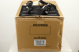 Box of a used Audiolab 8200MB Monoblock Power Amplifiers in Silver finish 