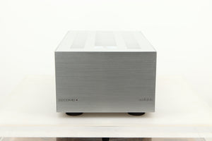 Front view of a used Audiolab 8200MB Monoblock Power Amplifiers in Silver finish 