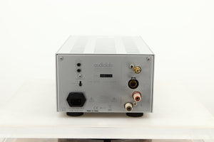 Rear view of a used Audiolab 8200MB Monoblock Power Amplifiers in Silver finish 