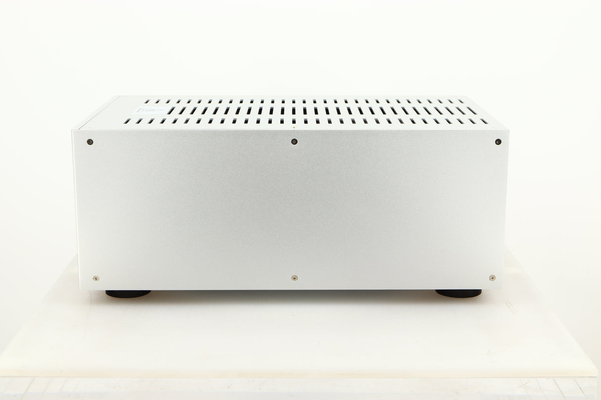 Side view of a used Audiolab 8200MB Monoblock Power Amplifiers in Silver finish 