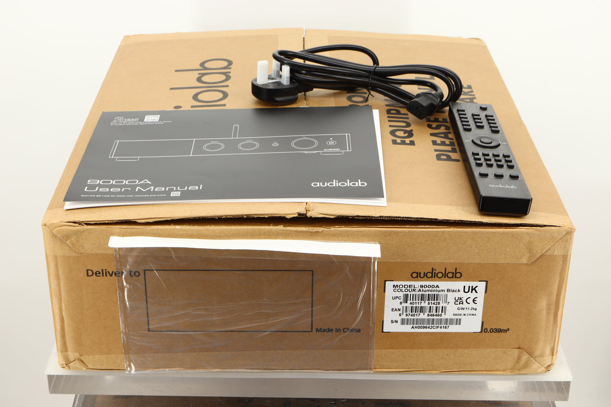 Box of a used Audiolab 9000A Integrated Amplifier in Black