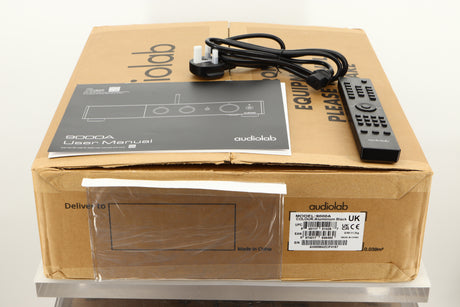 Box of a used Audiolab 9000A Integrated Amplifier in Black