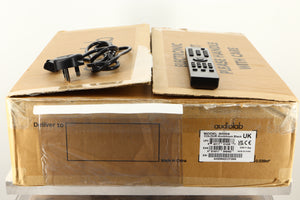 Box of a used Audiolab 9000A Integrated Amplifier in Black finish with mains cable and remote