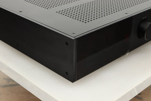 Front left corner view of a used Audiolab 9000A Integrated Amplifier in Black