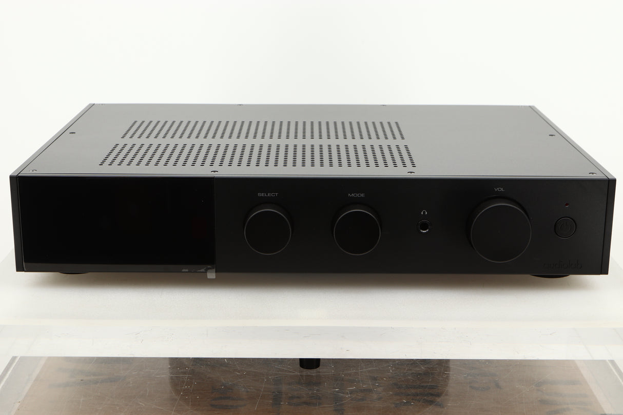 Front view of a used Audiolab 9000A Integrated Amplifier in Black