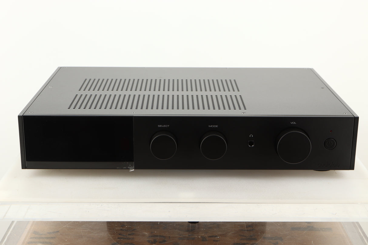 Front view of a used Audiolab 9000A Integrated Amplifier in Black finish
