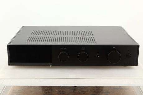 Front view of a used Audiolab 9000A Integrated Amplifier in Black finish