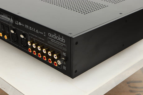 Rear right corner view of a used Audiolab 9000A Integrated Amplifier in Black