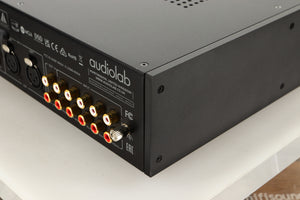 Rear right corner view of a used Audiolab 9000A Integrated Amplifier in Black finish