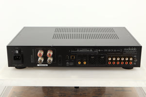 Rear view of a used Audiolab 9000A Integrated Amplifier in Black finish