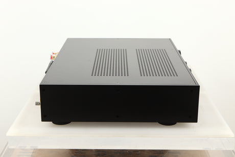 Side view of a used Audiolab 9000A Integrated Amplifier in Black finish