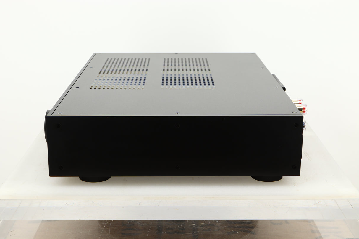Side view of a used Audiolab 9000A Integrated Amplifier in Black