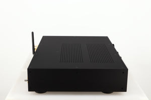 Left side view of a used Audiolab 9000A Integrated Amplifier in a black finish