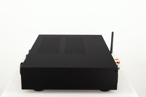 Right side view of a used Audiolab 9000A Integrated Amplifier in a black finish
