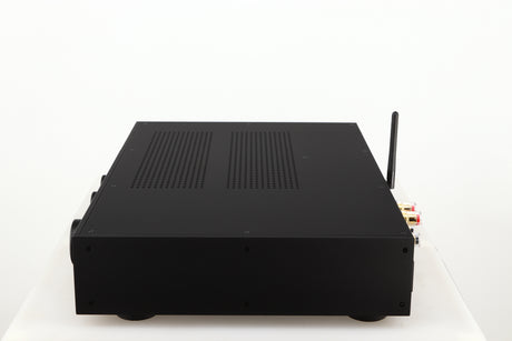 Right side view of a used Audiolab 9000A Integrated Amplifier in a black finish