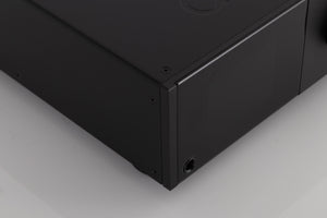 Front left corner of a used Audiolab D9 Digital Analogue Converter in a Black finish