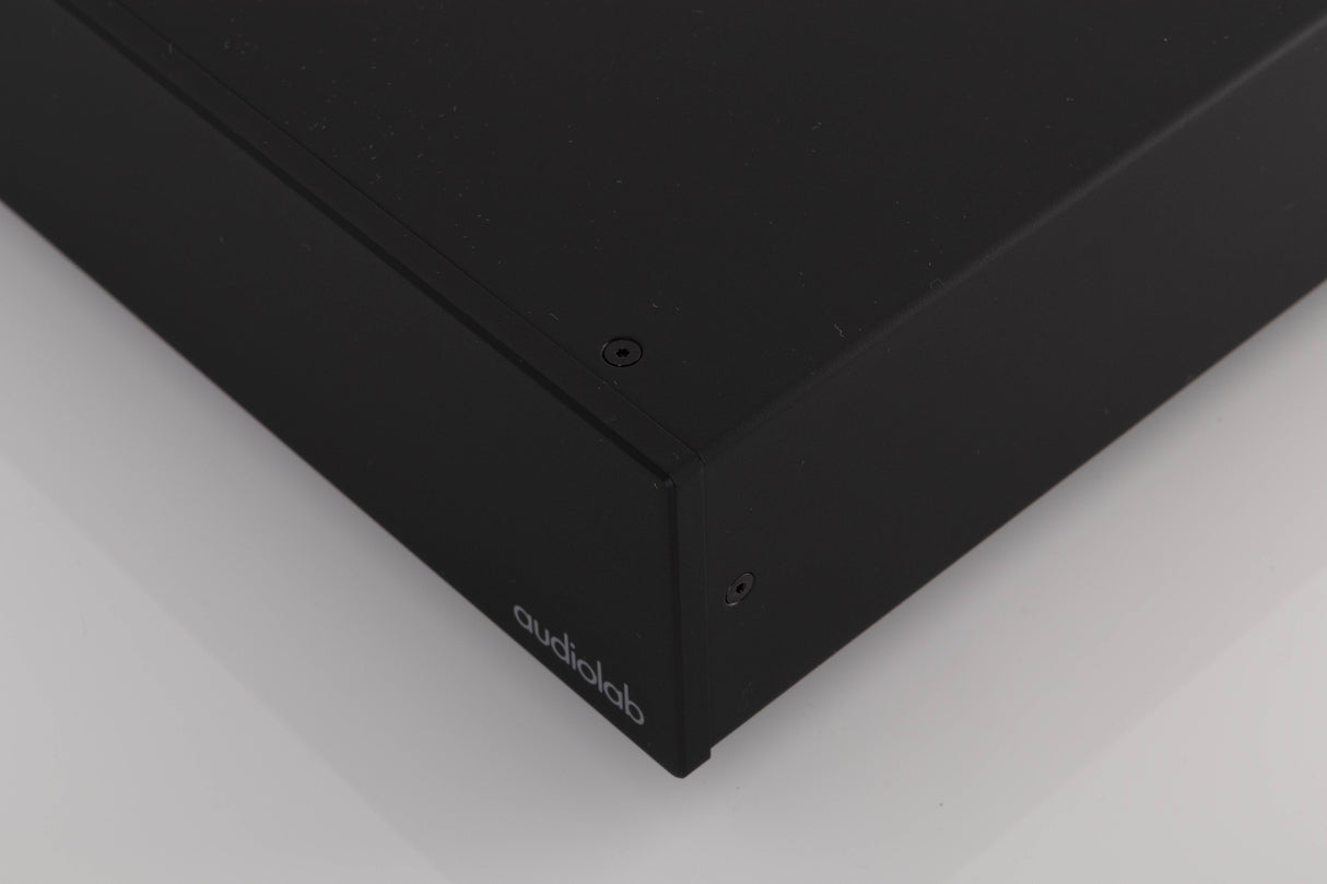 Front right corner of a used Audiolab DC Block 6 in a Black finish