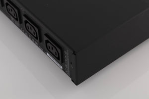 Rear left corner of a used Audiolab DC Block 6 in a Black finish
