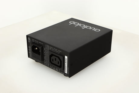 Rear right corner view of a used Audiolab DC Block Mains Filter in Black finish