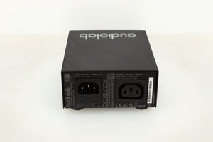 Rear view of a used Audiolab DC Block Mains Filter in Black finish