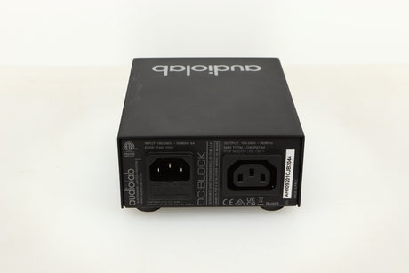 Rear view of a used Audiolab DC Block Mains Filter in Black finish