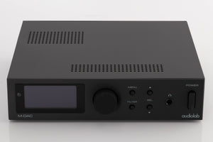 Front view of a used Audiolab M-DAC Digital Analogue Converter in a Black finish