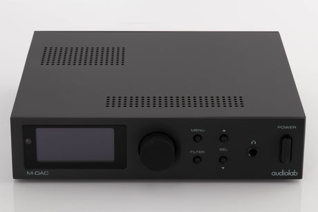 Front view of a used Audiolab M-DAC Digital Analogue Converter in a Black finish