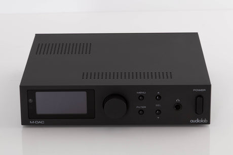 Front view of a used Audiolab M-DAC Digital Analogue Converter in a Black finish