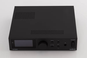 Top of a used Audiolab M-DAC Digital Analogue Converter in a Black finish