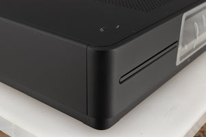 Front left corner of a used Audiolab Omnia Digital Integrated System in a black finish