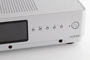 Close up view of a used Audiolab Omnia Integrated Streaming System in Silver