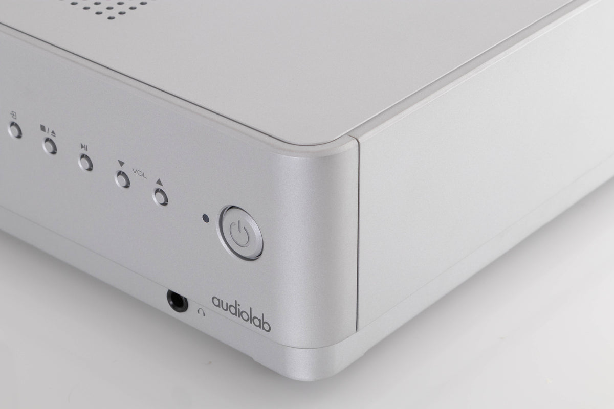Front right corner view of a used Audiolab Omnia Integrated Streaming System in Silver