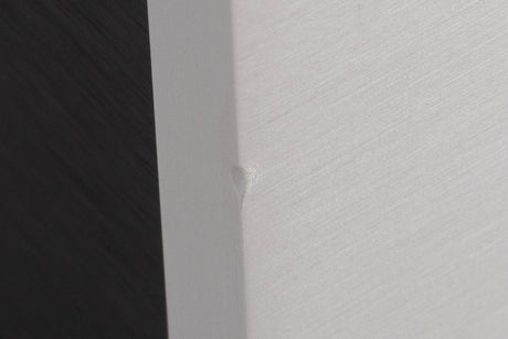 Close up of a used Audionet SAM Integrated Amplifier in a Silver finish showing small nick on front left corner 