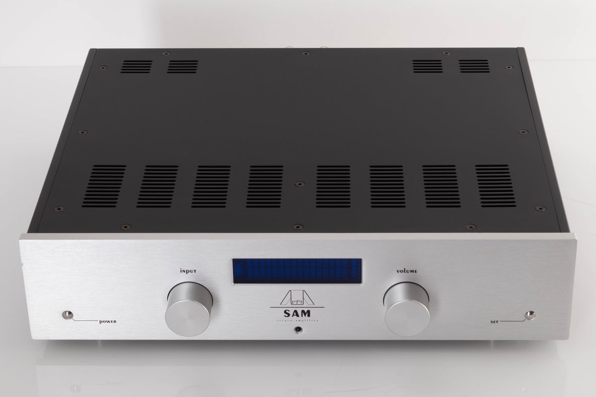 Top of a used Audionet SAM Integrated Amplifier in a Silver finish