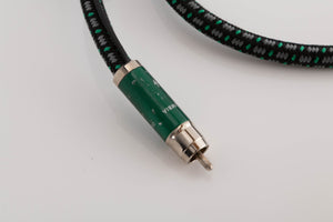 Close up view of a used Audioquest Columbia RCA-RCA 1.0m Interconnect Cable
