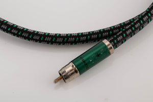 Close up view of a used Audioquest Columbia RCA-RCA 1.0m Interconnect Cable